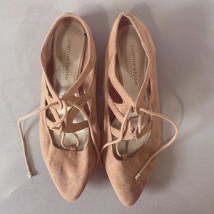 Christian Siriano Pointed toe suede lace up flats